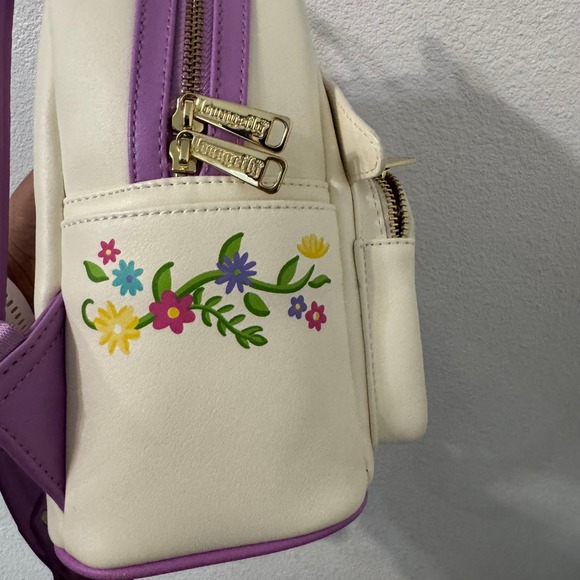 Disney Loungefly Tangled Rapunzel 10th Anniversary Tower Mini Backpack Purple - Picture 4 of 8